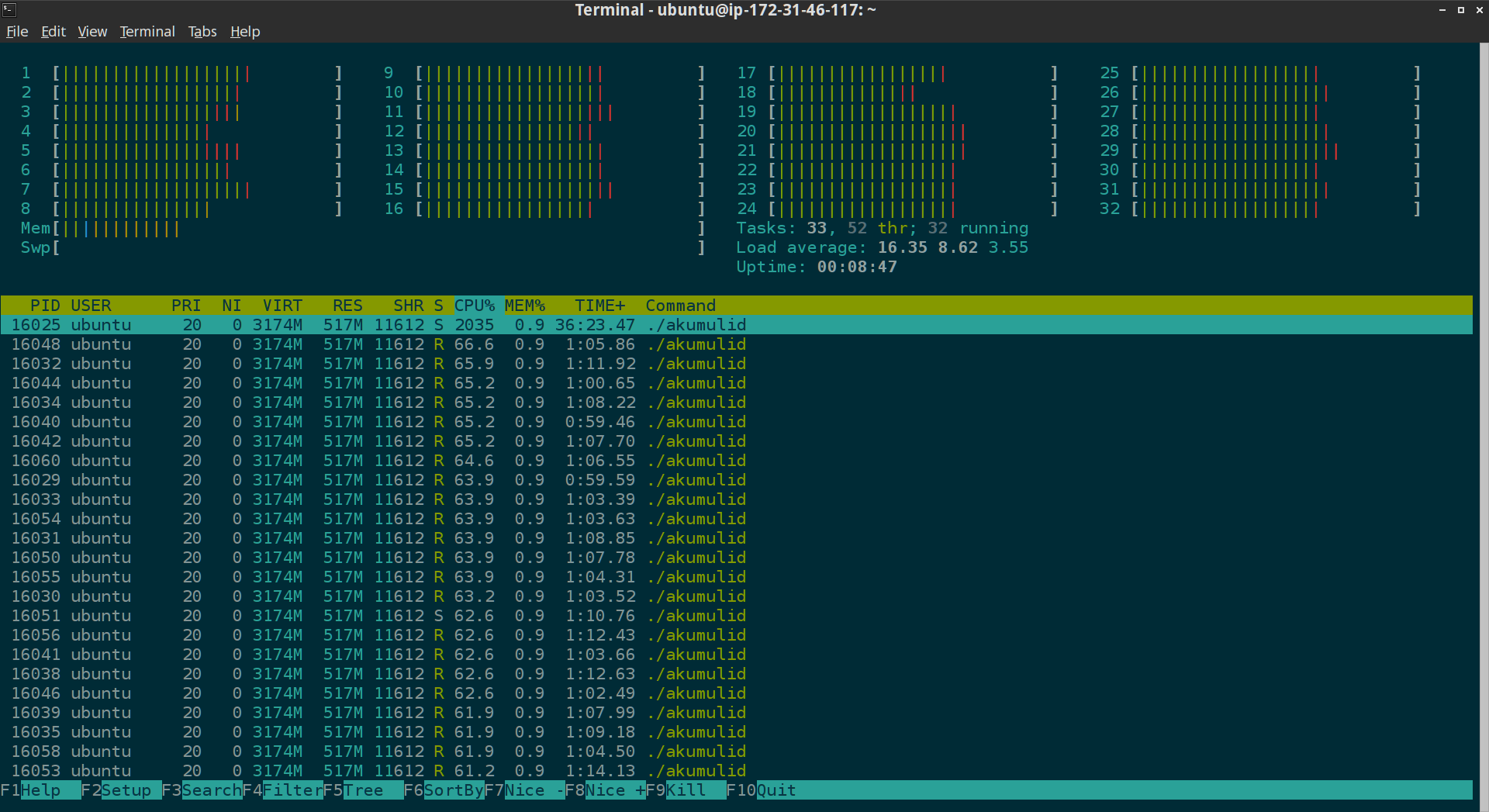 c3.8xlarge htop